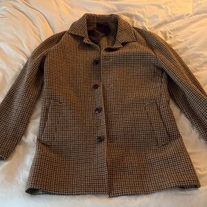 Bonobos Men's Brown Houndstooth 100% Wool Car Coat Small